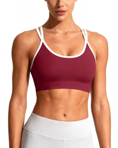 Image of WOYYHO Cross Back Sports Bra for Women Padded Medium Support Workout Bra