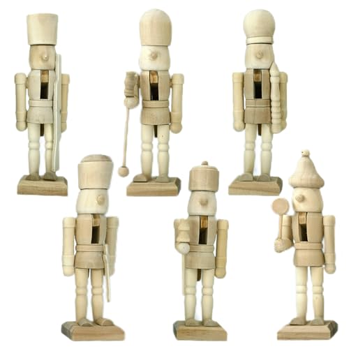 IFJJ 6 Pcs Wooden DIY Soldier Christmas Ornament,Nutcracker Christmas Decoration for Home Party Decorations.