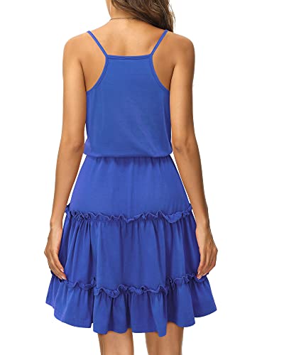 Image of Newshows Women's Summer Casual Dress Cute A Line Ruffle Hem Flattering Fit Beach Vacation Sundress