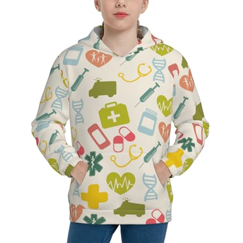 Medical Icons Kid Hoodies Boys Sweatshirts Girls Pullover with Pocket
