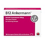 Hochdosiertes Vitamin B12 mit 1.000 µg. B12 Ankermann® Tabletten. Bei Müdigkeit und Erschöpfung durch Vitamin B12-Mangel, 1x täglich, 100 St. Glutenfrei