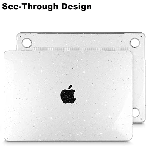 Image of Midkart Case Compatible with MacBook Air 13.6 inch M5 M4 M3 M2 Release 2026-2022 A3449 A3240 A3113 A2681 Touch ID Hard Shell Cover Keyguard Dust Plugs for MacBook Air 13 inch Case, Transparent Glitter