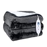Heizdecke Upgrade 2026,4 Heizstufen & 1-4H Timer Auto-Aus,maschinengängig,weiches Flanell für Sofa,Bett & Büro,mit Überhitzungsschutz und Abschaltautomatik,130x160CM,Dunkelgrau