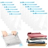 【Handkompression für schnelle und einfache Anwendung】Kein elektrisches Pumpen erforderlich, dieses 12-teilige Set mit Vakuum-Aufbewahrungsbeuteln (6 Stück 35*50 cm und 6 Stück 40*60 cm) benötigt keinen elektrischen Pumpen. Rollen Sie die Beutel einfach mit der Hand, um die Luft mühelos zu entfernen und Ihre Gegenstände zu komprimieren. Perfekt für den Heimgebrauch oder auf Reisen, bieten diese Beutel eine unkomplizierte Möglichkeit, Platz zu sparen und die Aufbewahrung zu vereinfachen.