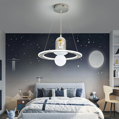 Plafonnier LED enfant astronaute design lune blanche 3000K-6000K