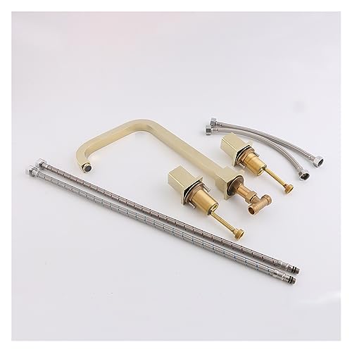 Robinet de salle de bain or poli 3 trous design chic luxe pour vasque - 5