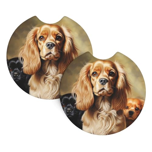 Set de 2 Portavasos para Auto con Diseño de Cocker Spaniel miniatura 1