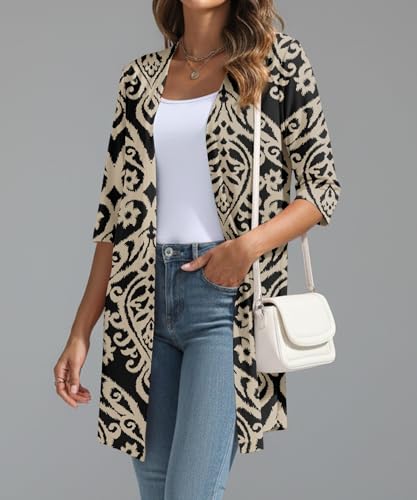 Image of YSYOKOW Lightweight Cardigans for Women 3 /4 Sleeve Long Open Front | Cardigan sweaters for women lightweight, summer cardigans for women lightweight, long cardigans for women trendy, dressy