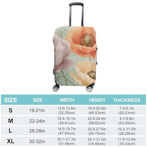 Pastel Poppies Travel Luggage Cover Anti-scratch Suitcase Cover Elastic Suitcase Protective Cover Fits 19-32 Inch Luggage M2