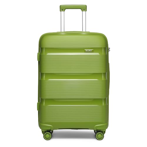 Kono Luggage PP Durable Hardside Suitcase with Double Spinner Wheels TSA Lock, 24-inch, Green