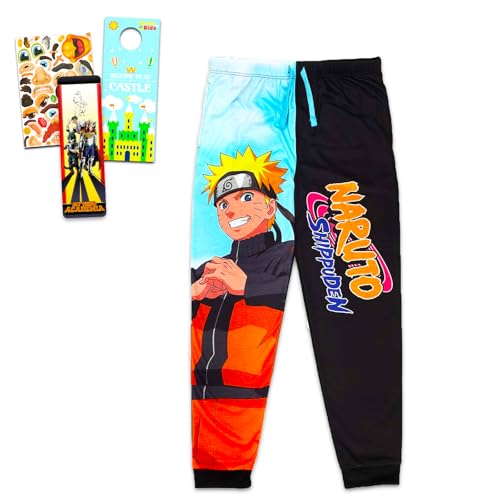 Naruto Jogger Pants Set For Men - Naruto Shippuden Sleep Lounge Pants With My Hero Academia Bookmark & More (X-Large) Bundle