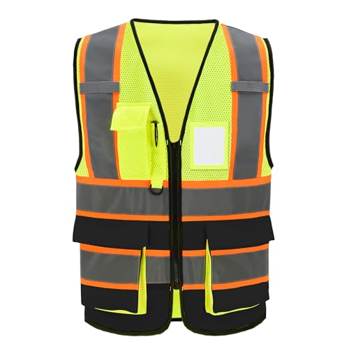 Image of A-SAFETY Mesh High Vis Vest, Reflective Construction Vest with Pockets