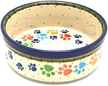 Polish Pottery Pet Dish - 20 oz. - Paw Prints