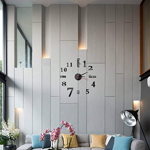 10Inch-20Inch Frameless Diy Wall Clock Black 3D Mute Round Shape Quartz Wall Clock Sticker Diy Wall Decoration For Home Living Room Bedroom Office Classroom #TOP4