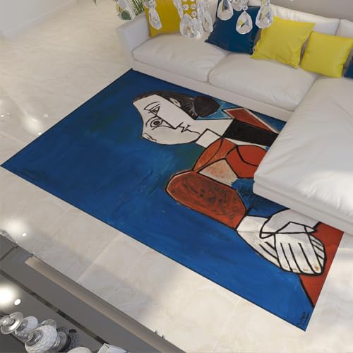 Tapis doux lavable 120x240cm style Picasso anti-taches