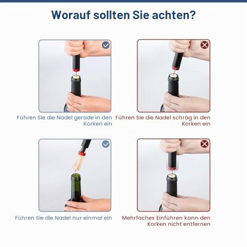Foto von Quntis Rotschwarz Druckluft Korkenzieher, Luftdruck Wein Flaschenöffner