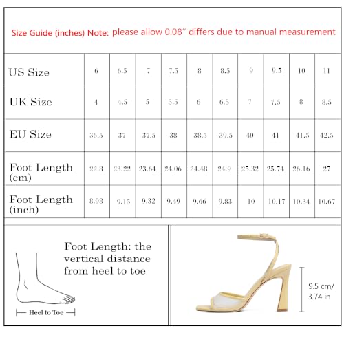 Image of QIY Strappy Heels for Women Heeled Sandals Square Toe Heel Ankle Strap Stiletto Mesh High Heels Dress Shoes