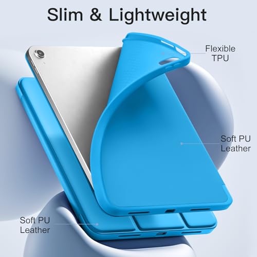 Image of Akkerds Compatible with iPad (A16) 11th Generation Case 11 Inch 2025, for iPad 10th Generation Case 10.9 Inch 2022 with Pencil Holder, Slim Trifold Stand Protective Cover with Soft TPU Back,Light Blue