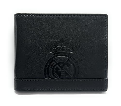 Portefeuille officiel du Real Madrid - Cuir 100 % légitime avec protection RFID, design exclusif avec blason du club. Cadeau pour homme., multicolore, De...