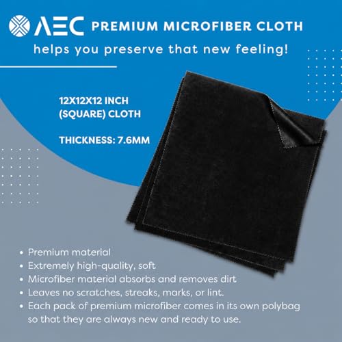 Image of AEC ClearPro Ultra Premium Microfiber Cleaning Cloth for Mobile Screen, Camera Lens, Glasses, Laptop, Tablet & Monitor | Lint-Free, Washable | 12 x 12 Inch | Black | Pack of 3