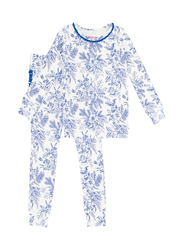 RuffleButts Toddler/Big Girls Modal Blend Ruffle Long Sleeve Pajama Set2