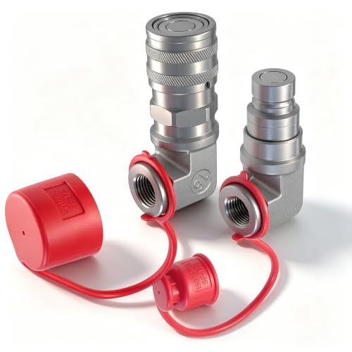 Image of Flat Face 90Skid Steer Hydraulic Quick Coupler,1 /2 inchNPT x 1 /2 inchBody Male