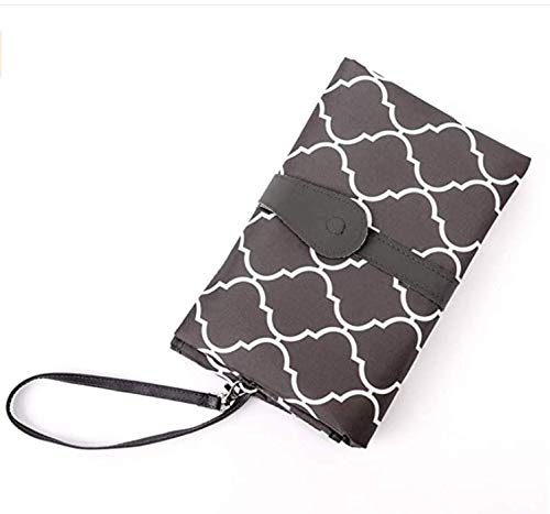 jklPortable Changing Diaper Mat Sheet Foldable Waterproof Wipeable Baby Travel Pad Changing Diaper Clutch (Gray)
