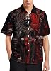 Camisa de Hombre con Botones y Calavera, Gráfica Casual Hawaiana para Playa 4