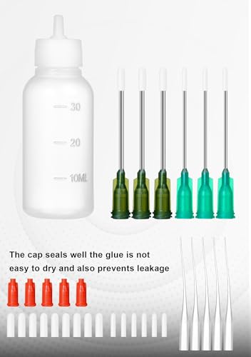 JIBENGAO Frasco espremedor de ponta de agulha de 2 tamanhos, frasco aplicador de ponta de precisão c