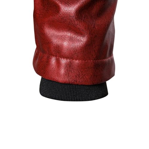 Men's Detachable Fur Collar Leather Jacket Zipper Vintage Pocket Punk Retro Coat Slim Motorcycle Bomber PU Jackets3