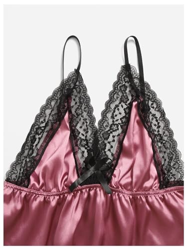 Image of GORGLITTER Women's 5 Piece Floral Print Satin Silk Pajama Set Nightgown Robe Cami Shorts Sleepwear Pj Sets