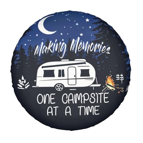 Image of Making Memories One Campsite at A Time Spare Tire Cover-Cute Funny Waterproof Universal Spare Wheel Tire Covers Fit for Rv SUV Truck Camper Travel Trailer Accessories,17 inch