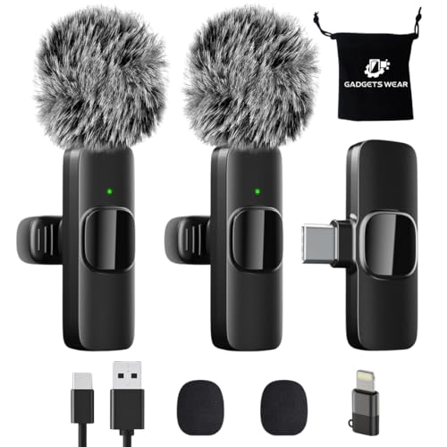 GADGETSWEAR AI K9 Dual Wireless Lavalier Microphone with Furry Windshield, Collar Mic for Android, iPhone & USB Devices, Noise Cancelling Mic for Vlogging, YouTube, Reels, Interviews & Video Recording