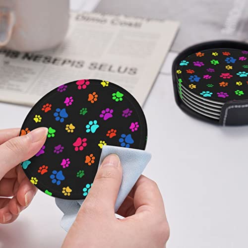 6pcscolorfuldogcatpawprintleathercoastersfordrinkswithholdercoastersetsdrinktablecupcoastersforlivingroomkitchencoffeedecor  Urban Country Home Decor 6 pcs colorful dog cat paw print leather coasters for drinks with holder coaster sets drink table cup coasters for living room kitchen coffee decor  urban country home decor