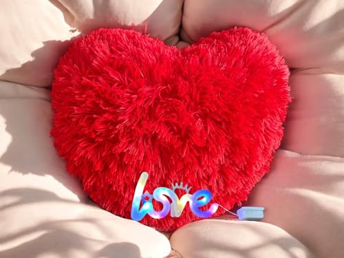 Coussin coeur Saint Valentin rouge GMM 40 x 30 cm effet 3D