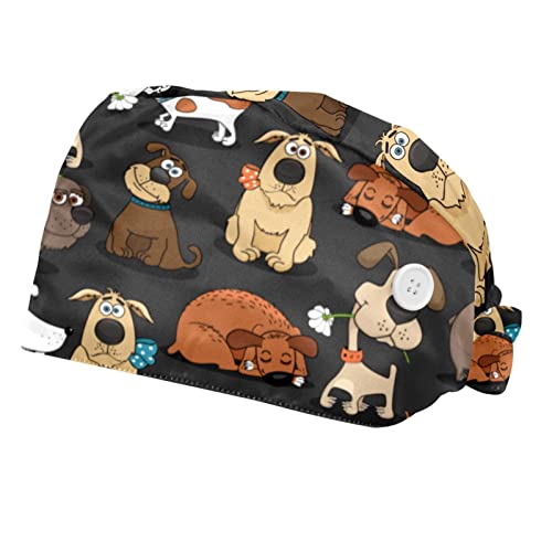 Chapeaux de travail motif de chien anti-transpiration casquettes bouffantes