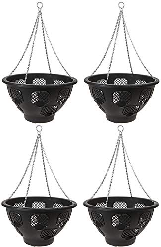 Roots & Shoots (Set of 4) 14" Easy Bloom Hanging Baskets Large Outdoor Garden Flower Planter