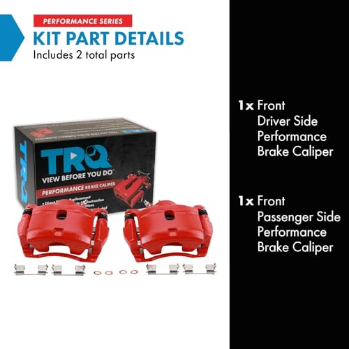 Image of TRQ Front Brake Caliper Set Painted Red Brackets Compatible with 2014-2015 Acura ILX 2003-2017 2013-2021 Honda Accord Civic