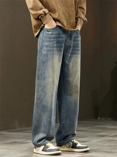 Men Loose Denim Trousers Streetwear Vintage Jeans Casual Straight Wide Denim Pants2