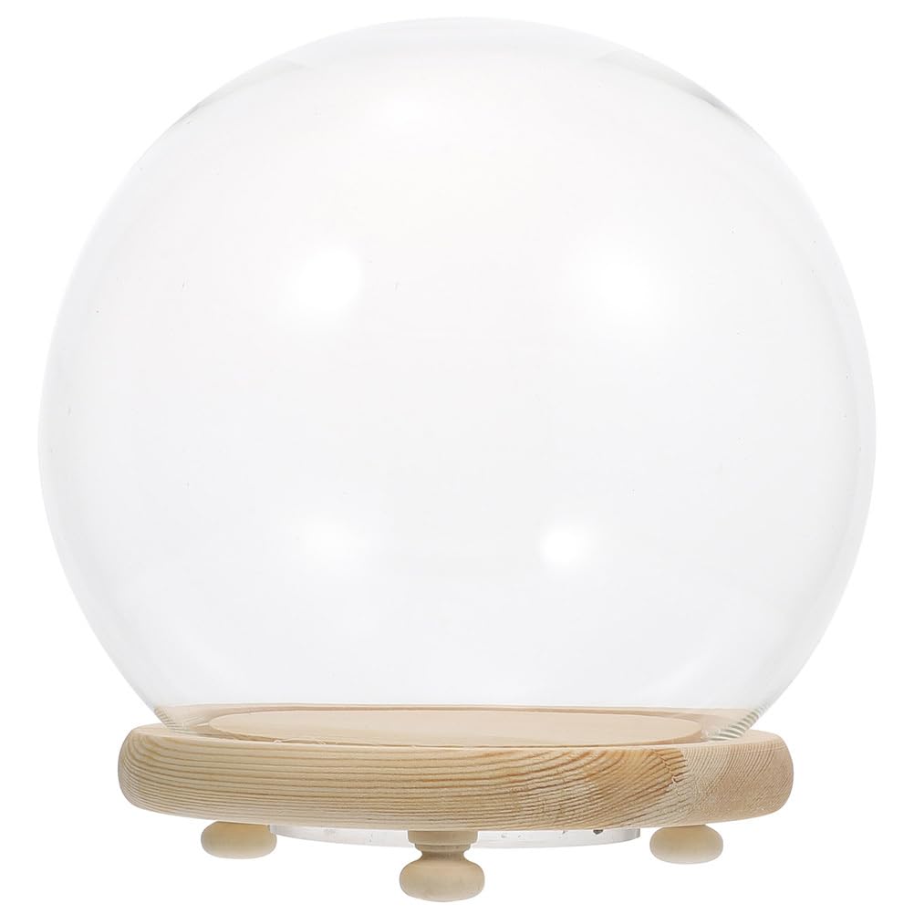 Dôme en verre de haute qualité avec socle en bois noble et LED