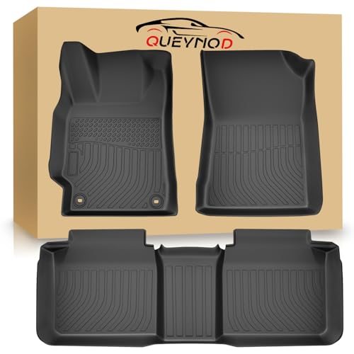 QUEYNOD Floor Mats Compatible with 2012-2017 Toyota Camry (Not for Hybrid) All Weather TPE Liners Black