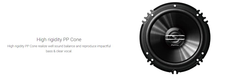 Image of Pioneer Car Speaker Ts-G1620S-2, 16 Cm Speakers with Coaxial 2 Way Max Wattage 300W Nominal Wattage 40W - Black