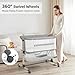 Cowiewie Bassinet Bedside Sleeper, Portable, Breathable, Adjustable Baby Bedside Bassinet for Peaceful Nights, Light Grey