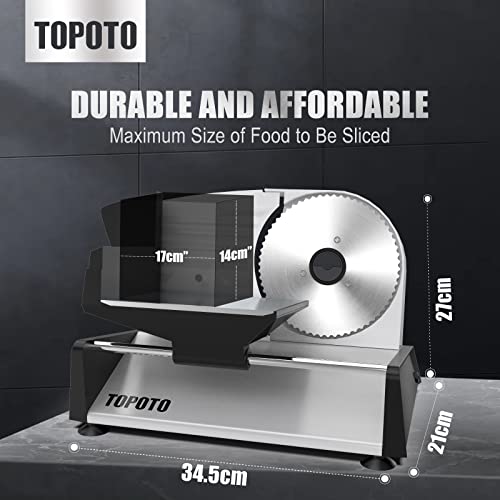 Allesschneider Edelstahl Elektrische Brotschneidemaschine 2 19CM Klingen 0-15mm Einstellbare Schnittstärke Aufschnittmaschine für Fleisch Käse Gemüse Salami Wurstschneidemaschine TOPOTO – Bild 7