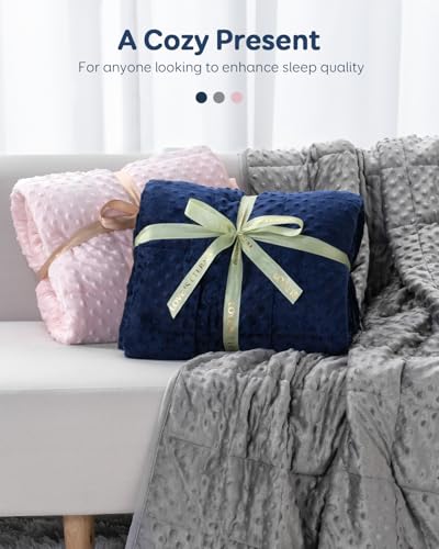 Kivik Minky Dot Weighted Blanket for Adults, 15 lbs Breathable Heavy Throw Blankets, Ultra Soft Cooling Weighted Comforter, Machine Washable, 48"x72" Twin, Purple