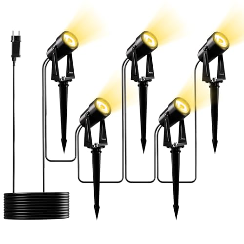 Yuusei Spot LED Extérieur 17M, 1 Lot de 5 Spot Exterieur, Blanc Chaud 3000K LED 27V, Étanche IP65 pour Eclairage, Chemins, Bassins, Jardin