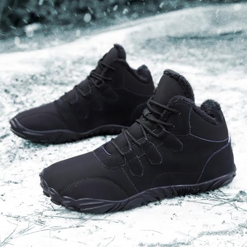 Image of Hike Winter Footwear Barefoot Boots Mens Womens, Waterproof Winter Snow Boots, Warm Ankle Booties, Wide Toe Barefoot Hiking Boots, Non-Slip Zero Drop Sole Hike Shoes for Hiking Walking Outdoor