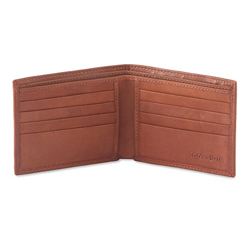 Style N Craft Slim Bifold Leather Wallet, Tan, Dimensions (Closed): 4-1/2