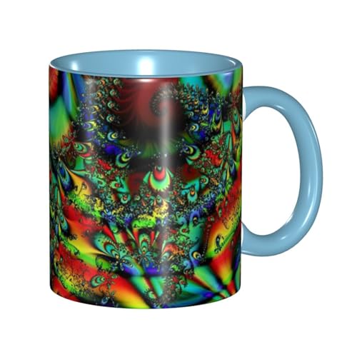 緑のサイケデリックトリッピーアート マグカップ 旅マグ コーヒーカップ Sky Blue セラミック 330ml 陶器 食器 耐熱 水筒 プレゼント