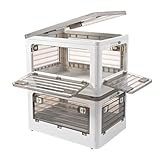 NEALYSEA 32Qt Plastic Storage Bins With Lid, Collapsible With Wheels, 4 Doors, Stackable for Organizing Clothes, Snacks and Camping, 2-Pack...